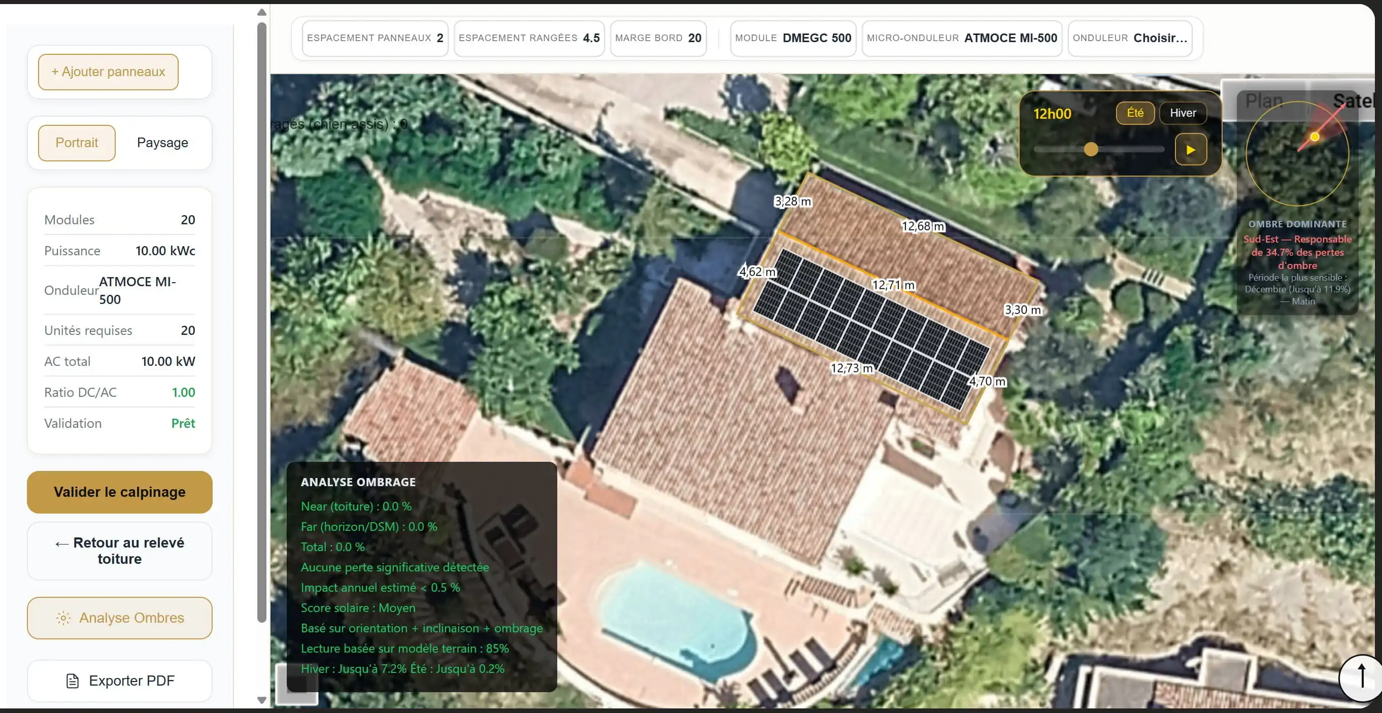 Exemple de calpinage SolarGlobe sur une toiture