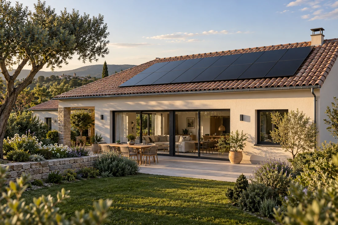 Scène fictive créée pour illustrer puissance d’une installation solaire