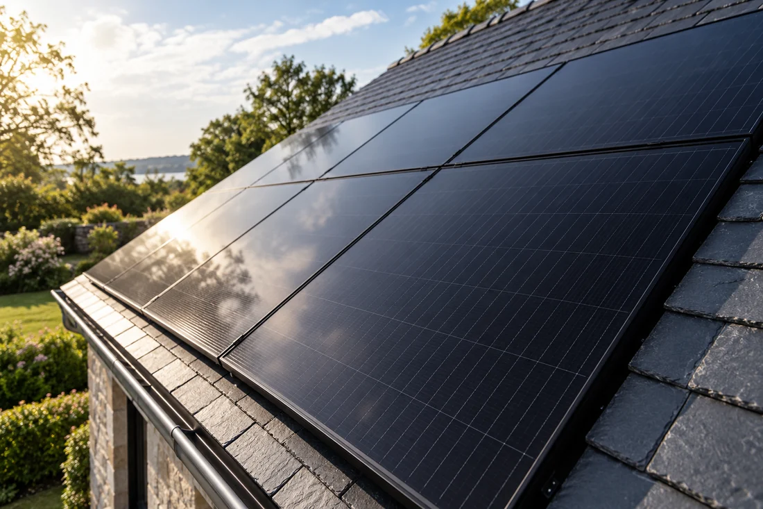 Détail photographique fictif de modules full black, sans électronique identifiable